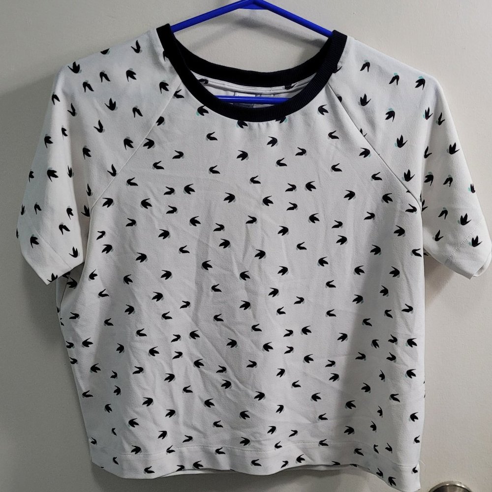 Small Twik Bird Patterned Blouse Crop Top